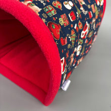 Load image into Gallery viewer, LARGE Christmas mini set. LARGE size tunnel, LARGE snuggle sack and toys. Fleece bedding.
