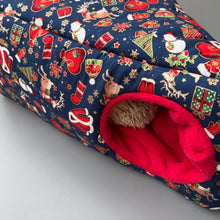 Load image into Gallery viewer, Christmas full cage set. Corner house, snuggle sack, tunnel cage set for hedgehog or small pet.