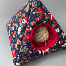 Load image into Gallery viewer, Christmas full cage set. Tent house, snuggle sack, tunnel cage set for hedgehog or small pet.