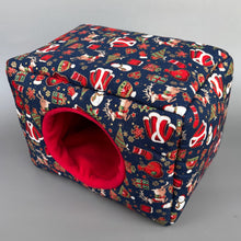 Load image into Gallery viewer, LARGE Christmas full cage set. Large cosy house, snuggle sack, tunnel set for hedgehog or guinea pigs.