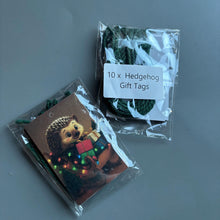 Load image into Gallery viewer, Christmas hedgehog gift tags. Pack of 10 gift tags.