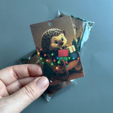 Load image into Gallery viewer, Christmas hedgehog gift tags. Pack of 10 gift tags.
