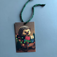 Load image into Gallery viewer, Christmas hedgehog gift tags. Pack of 10 gift tags.