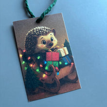 Load image into Gallery viewer, Christmas hedgehog gift tags. Pack of 10 gift tags.