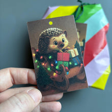 Load image into Gallery viewer, Christmas hedgehog gift tags. Pack of 10 gift tags.
