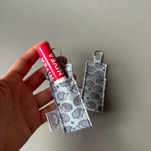 Load image into Gallery viewer, Lip Balm Holder Keychain. Hedgehog lip balm keyring.