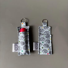 Load image into Gallery viewer, Lip Balm Holder Keychain. Hedgehog lip balm keyring.