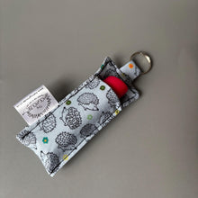 Load image into Gallery viewer, Lip Balm Holder Keychain. Hedgehog lip balm keyring.