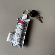 Load image into Gallery viewer, Lip Balm Holder Keychain. Hedgehog lip balm keyring.