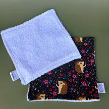 Load image into Gallery viewer, Hedgehog bath cloth. Towel lined pet bath towel. Pet bath towel