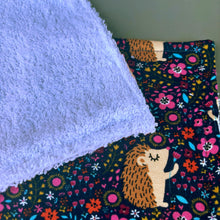Load image into Gallery viewer, Hedgehog bath cloth. Towel lined pet bath towel. Pet bath towel
