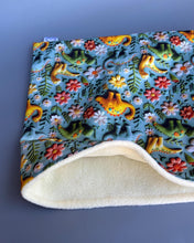 Load image into Gallery viewer, LARGE dinosaur mini set. LARGE size tunnel, LARGE snuggle sack and toys. Fleece bedding.