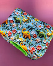 Load image into Gallery viewer, LARGE dinosaur cosy bed. Padded fleece house for guinea pigs.