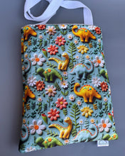 Load image into Gallery viewer, Dinosaur padded bonding bag, carry bag for hedgehogs. Fleece lined pet tote. Pet travel bag.