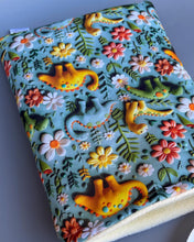 Load image into Gallery viewer, Dinosaur padded bonding bag, carry bag for hedgehogs. Fleece lined pet tote. Pet travel bag.