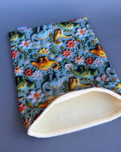 Load image into Gallery viewer, Dinosaur mini set. Tunnel, snuggle sack and toys. Hedgehog fleece tunnel and pouch.