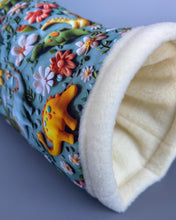 Load image into Gallery viewer, Dinosaur mini set. Tunnel, snuggle sack and toys. Hedgehog fleece tunnel and pouch.
