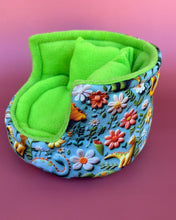 Load image into Gallery viewer, Dinosaur cuddle cup. Hedgehog and small pet bed. Fleece pet sofa bed.