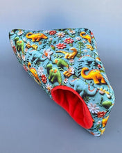Load image into Gallery viewer, Dinosaur corner house. Hedgehog and small pet house. Padded fleece lined house.