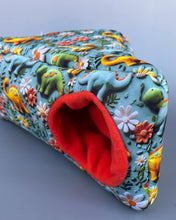Load image into Gallery viewer, Dinosaur corner house. Hedgehog and small pet house. Padded fleece lined house.