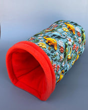 Load image into Gallery viewer, Dinosaur bunker. Hedgehog and guinea pig bed. Padded fleece lined house.