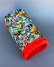 Load image into Gallery viewer, Dinosaur bunker. Hedgehog and guinea pig bed. Padded fleece lined house.