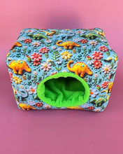 Load image into Gallery viewer, Dinosaur full cage set. LARGE house, snuggle sack and tunnel cage set for hedgehog or small pet.