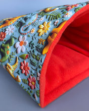 Load image into Gallery viewer, LARGE dinosaurs cosy snuggle cave. Padded stay open pet bed. Stay open padded cave.