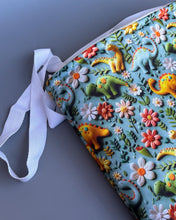 Load image into Gallery viewer, LARGE dinosaur guinea pigs padded bonding bag. Fleece lined guinea pig pouch.