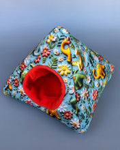 Load image into Gallery viewer, Dinosaur tent house. Hedgehog and small animal house. Padded fleece lined house.