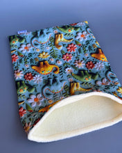 Load image into Gallery viewer, Dinosaur snuggle sack, snuggle pouch, sleeping bag for hedgehog and small guinea pigs.