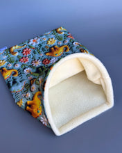 Load image into Gallery viewer, Dinosaur snuggle sack, snuggle pouch, sleeping bag for hedgehog and small guinea pigs.