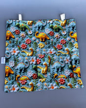 Load image into Gallery viewer, Dinosaur hanging hay bag for guinea pigs. Cotton hay feeder.