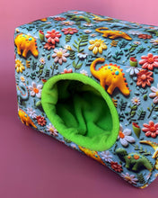 Load image into Gallery viewer, Dinosaur full cage set. LARGE house, snuggle sack and tunnel cage set for hedgehog or small pet.