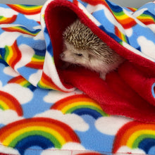Load image into Gallery viewer, Rainbow and red light cuddle fleece handling blankets for small pets.