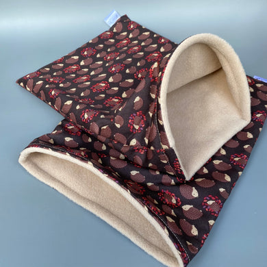 Autumn Hedgehogs cosy snuggle sack, snuggle pouch, sleeping bag. Small animal bedding. Fleece lined hedgehog pouch. (Copy)