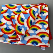 Load image into Gallery viewer, Rainbow and red light cuddle fleece handling blankets for small pets.