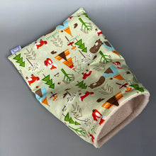 Load image into Gallery viewer, Camping animals snuggle sack, snuggle pouch, sleeping bag for hedgehog and small guinea pigs.