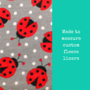 Custom size ladybird fleece cage liners made to measure - Grey with ladybird fleece