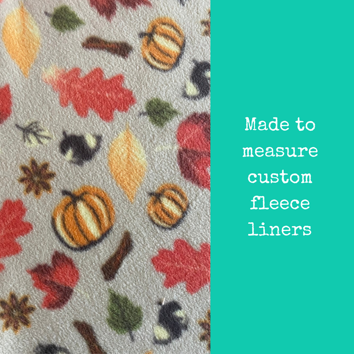 Custom size autumn spice fleece cage liners made to measure