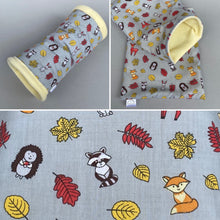 Load image into Gallery viewer, Grey and yellow woodland animals mini set. Tunnel, snuggle sack and toys.