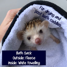 Load image into Gallery viewer, Foxy bath sack. Post bath drying pouch for pygmy hedgehog, guinea pig, rat and small animals.