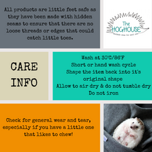 Load image into Gallery viewer, Guinea pigs mini set. Regular size tunnel, snuggle sack and toys. Fleece bedding. Guinea pig fleece tunnel and sleeping pouch.