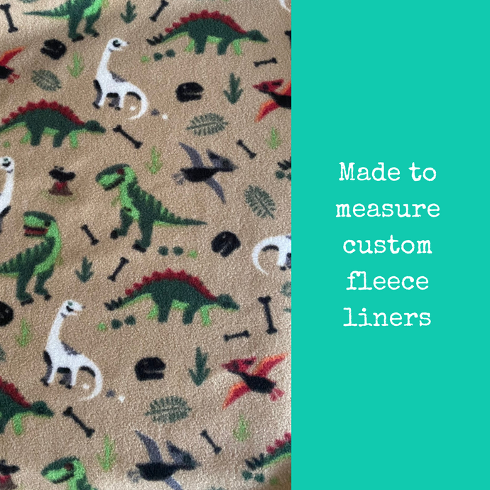 Custom size dinosaur fleece cage liners made to measure