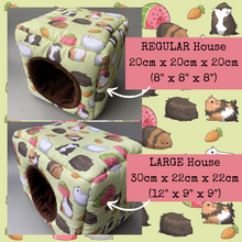 Load image into Gallery viewer, Guinea pig cosy cube house. Guinea pig cube house. Padded fleece lined house.