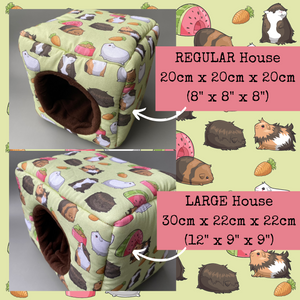 Guinea pig cosy cube house. Guinea pig cube house. Padded fleece lined house.