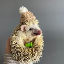 Load image into Gallery viewer, Crochet winter hat for photo props. Mini bobble hat for holiday photos.