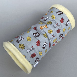 Grey and yellow woodland animals full cage set. Tent house, snuggle sack, tunnel cage set.