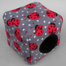 Load image into Gallery viewer, Ladybird fleece cosy cube house. Hedgehog and guinea pig cube house.