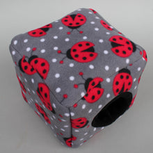 Load image into Gallery viewer, Ladybird fleece cosy cube house. Hedgehog and guinea pig cube house.